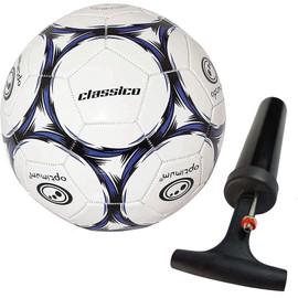 Optimum Classico All-Weather Football Ball - Stylish, Soft-Touch PVC, Even Pressure, Ideal for Training & Matches, Suitable for All Grounds - Black/Blue - Size 5 - With Pump