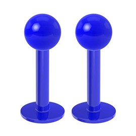 2pc 1.2mm 16g Labret Bar Studs Lip Ring Monroe Tragus Snake Spider Bites Forward Helix Cartilage Dahlia Conch Blue Dental Grade Acrylic 3mm Ball Piercing - 6mm