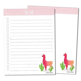 Llama to Do List and Lined Notepad (2-Pack) in a Watercolor Style by Nerdy Words