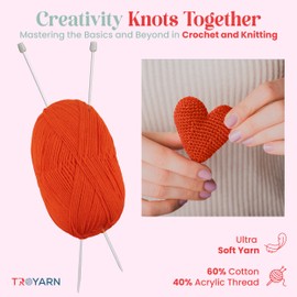 60% Cotton 40% Acrylic Crochet Yarn - 5 Skien Bulk Yarn - Orange, Soft Fine/Sport Yarn for Crocheting/Knitting Yarn - Ideal for Amigurumi Dolls and Baby Garments