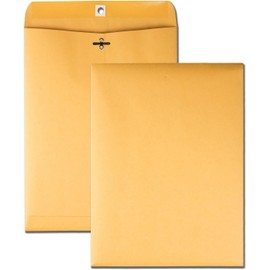 Clasp Envelopes, 9.5" x 12.5" Envelopes, Gummed Flap With Metal Clasp Closure, Perfect For Office, Home And School Use, 28Lb Brown Craft Envelopes - 9.5" x 12.5" - 5 Envelopes Per Pack
