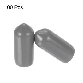 sourcing map 100pcs Rubber End Caps 6mm(1/4") ID Vinyl PVC Round Tube Bolt Cap Cover Screw Thread Protectors Dark Grey
