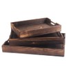 Rustic Wood Serving Trays with Handle - Set of 3