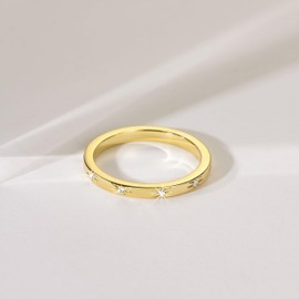 SunDins 14K Gold Rings for Women Cubic Zirconia Non Tarnish Dainty Gold Rings for Women Beauty and resilience Cute Jewelry 5,6,7,8,9 (6)