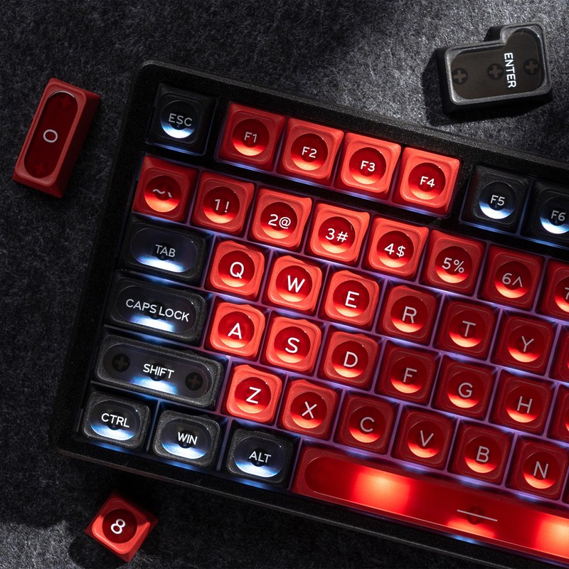 OHY XVX Black and Red Shine Through Keycaps for Mechanical