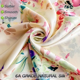 100% Pure Mulberry Silk Pillowcase Queen Size for Hair and Skin,Floral Print,Real Silk Pillow Cases with Zipper Closure,Health and Soft,Both Sides Natural Slip Silk,1pc(20"x30",Pattern1)