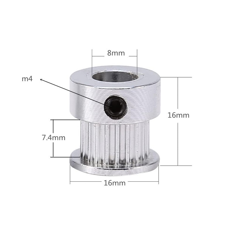 2pcs GT2 Timing Belt Pulley 20 Teeth 8mm Bore Aluminum