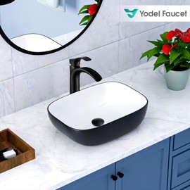 Yodel Faucet Matte Black Bathroom Sink Pop up Drain Stopper Without Overflow for Vessel Lavatory Vanity Sink, Included Built-in Anti-Clogging Strainer Basket Hair Catcher