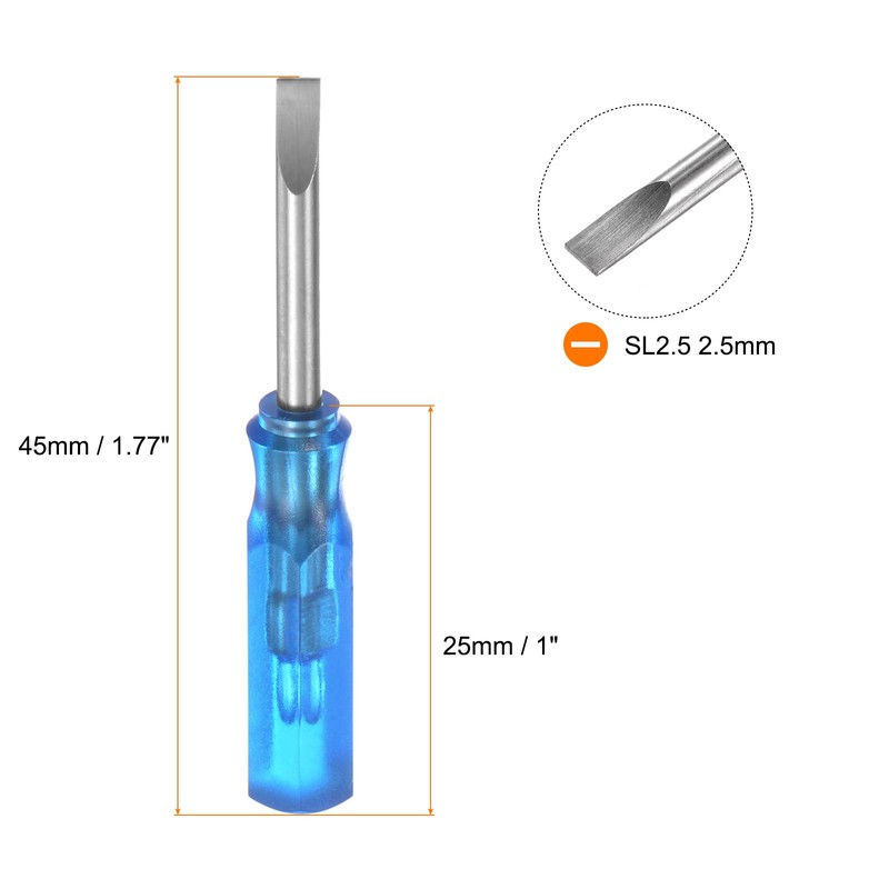 sourcing map 4Pcs SL2.5 Mini Slotted Screwdriver 2.5mm Magnetic Flat