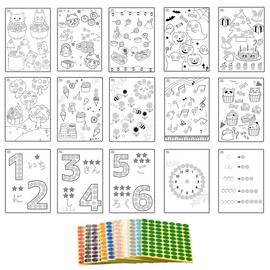 HapiChil Montessori Mats, Set of 30 Types, Supervised by Nursery Teachers, Educational, Stickers & Coloring, Circle Stickers 0.6 inch (16 mm) Set (15 Colors x 96 Pieces)