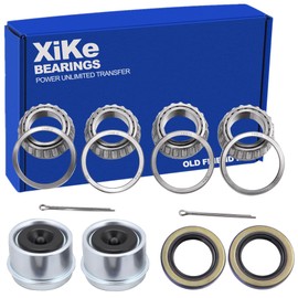 XiKe 2 Set Fits for 1-1/16'' Axles Trailer Wheel Hub Bearings Kit, L44649/L44610 and 12192TB Seal OD 1.980'', Dust Cover and Cotter Pin, Rotary Quiet High Speed and Durable.