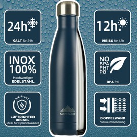 Mont-Clair Stainless Steel Drinking Bottle - Thermos Flask - BPA-Free - Water Bottle, Stainless Steel Drinking Bottle 500 ml - 24 Hours Cold & 12 Hours Warm - Leak-Proof - Thermos Drinking Bottle -