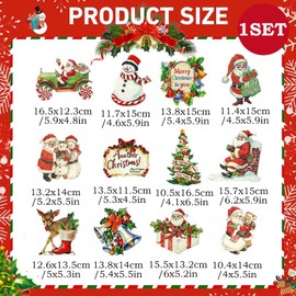 hllonn 12Pcs Christmas Refrigerator Magnets Xmas Snowman Santa Christmas Fridge Magnetic Stickers Decoration Winter Holiday for Kitchen Garage Locker Metal Door Car Decor