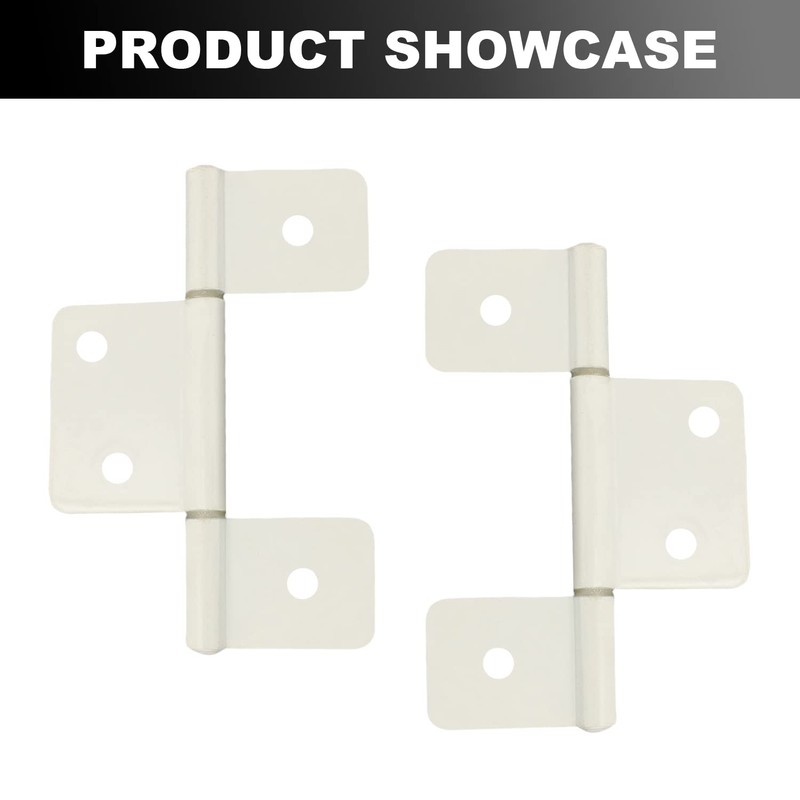 4 Pack White Three Leaf Non-Mortised Hinges with Screws, Perfect