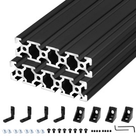 2Pack 2080 T Slot Aluminum Extrusion 400mm Black Extruded Aluminum Profile 20x80 T-Slotted Framing European Standard Anodized Linear Rail for 3D Printer Accessories Parts