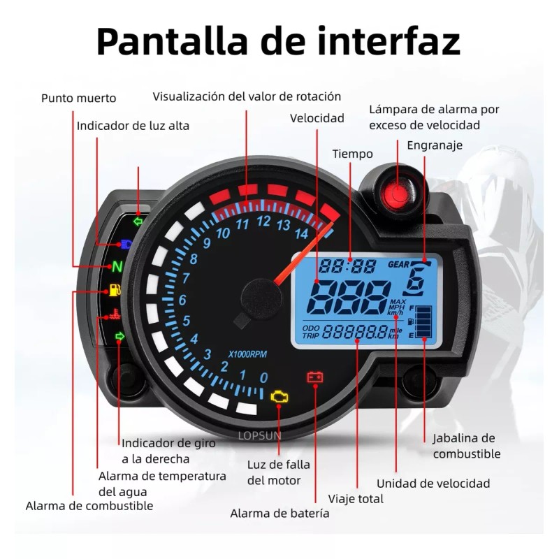 tkspeed Velocímetro Odómetro Lcd Digital Para Motocicleta