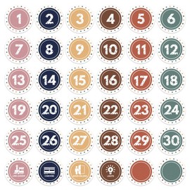WALENGIF Boho Line up Spots for Classroom - 36pcs Number Stickers for Classroom Floor Stickers Dots Floor Decals for Classrooms Lining up Back to School Kindergarten Preschool Supplies