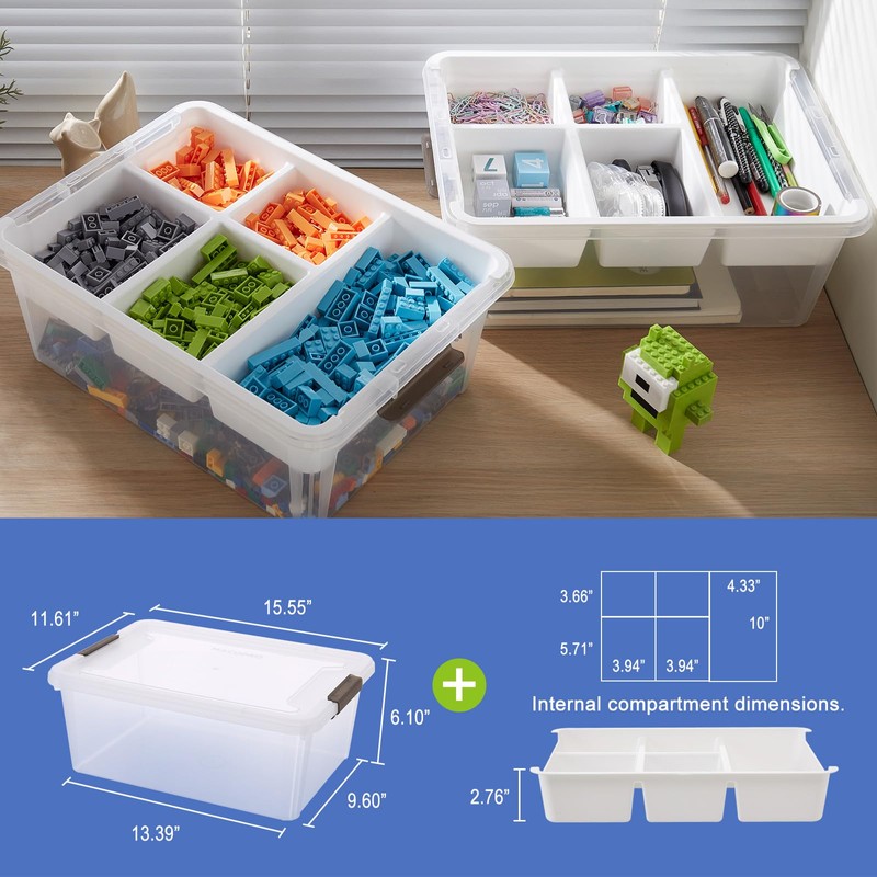 MACOPRO Plastic Storage Box with Removable Tray Craft Organizers and