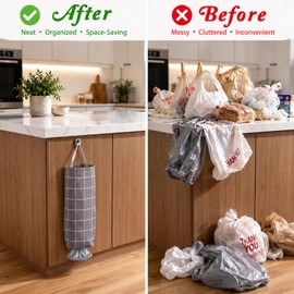 2 PCS Carrier Bag Storage, Wall Mount Plastic Bag Holder for Home Kitchen