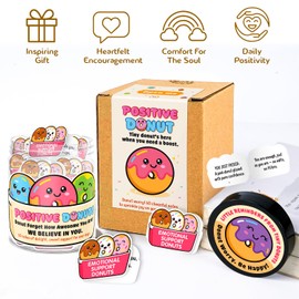 Emotional Support Donut – Funny Donut Gifts For Women, Kid - 60 Positive Donut Daily Affirmation Cards Jar – Inspirational Gifts for Women - Self Care Gift for Coworkers, Teens, Friends, Boss