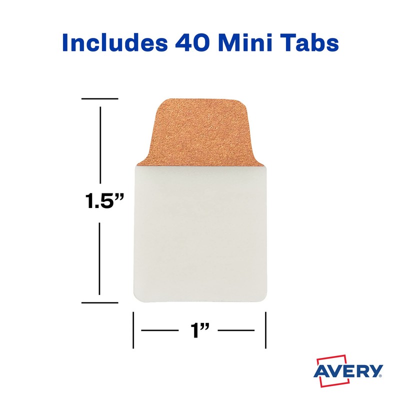Avery Mini Ultra Tabs, 1" x 1.5", 2-Side Writable, Assorted