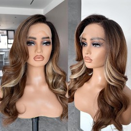 BLL Blonde Lace Front Wig, 13x6 Synthetic Lace Front Wigs Wear and Go Blonde Glueless Natural Pre Plucked Illusion Hairline Lace Front Wigs For Black Women