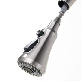 GORDEE Kitchen Faucet Sprayer Head Replacement, 3-Function(Stream/Spray/Aqua Blade) Sprayer Spout Nozzle w/ Check Valve, 2.2 GPM 0.8 inch Connector(MALE), General US Standard, Brushed Nickel