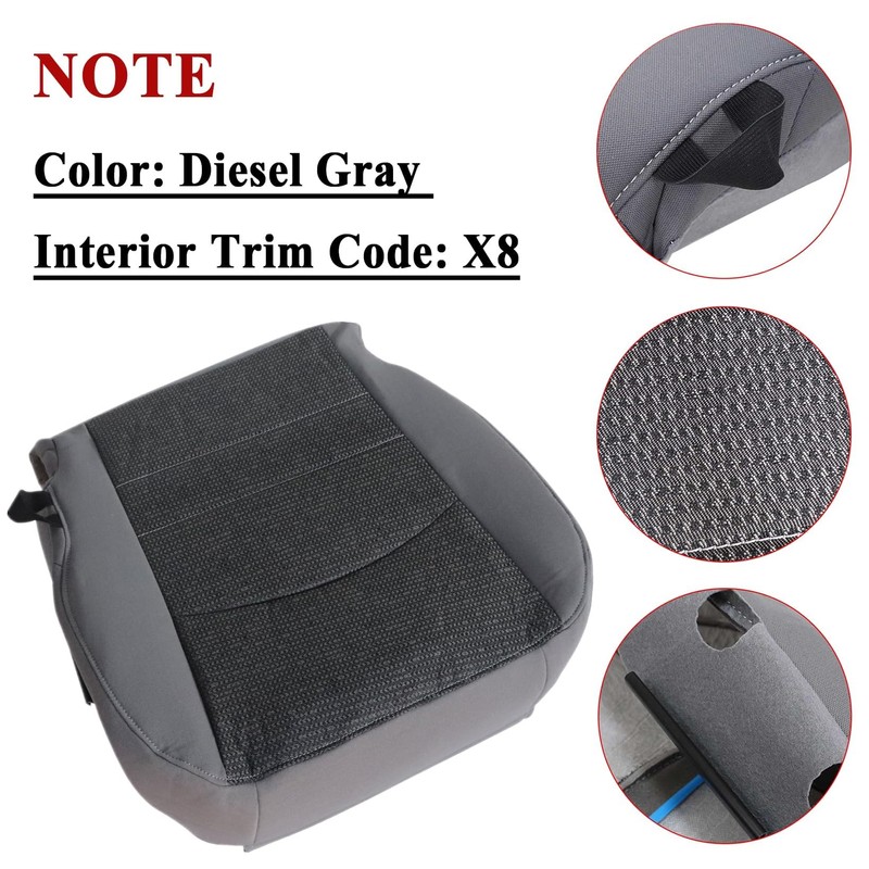 NLQR Front Driver Bottom Replacement Seat Covers Cloth Dark Gray