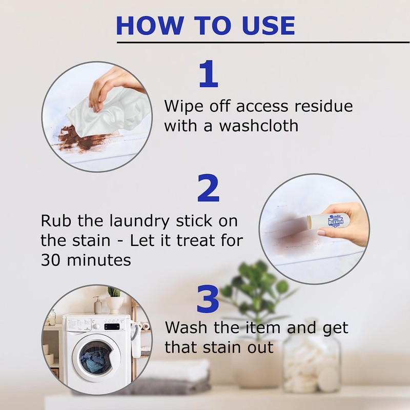 Solid Bleach In A Stick,Spill Proof,Accident Free & Unscented,Removes Stains