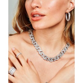 Iced Out 15mm Geometric Zircon Cuban Link Chain For Women Men, Hip Hop 14K Gold Plated py Bling Mens Heavy Miami Cuban Link Rapper Chains, 18 IN, Brass, Cubic Zirconia