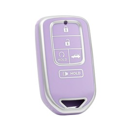 OFF WE GO for Honda Key Fob Cover, TPU Key Case Protection Compatible with Honda Accord Civic CR-V Insight Passport Pilot Ridgeline Odyssey Smart Remote Key Accessories (Silver Purple)