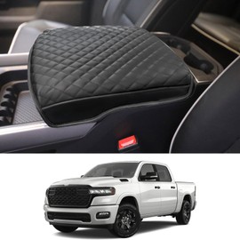 QSYPSS Center Console Cover Fits 2019-2025 Ram 1500 2500 3500 PU Leather Armrest Box Protective Cover for 5th Ram 1500 Center Console Middle Console Cover Accessories Bucket Seat Only