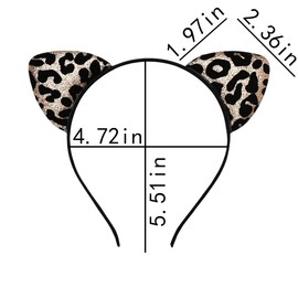 Leopard Print Ears Headband for Girls Cheetah Ears Headbands for Women Leopard Cosplay Costume Accessories for Women Girls Leopard Cat Ears Headband Headwear for Women Girls Cheetah Leopard Headband