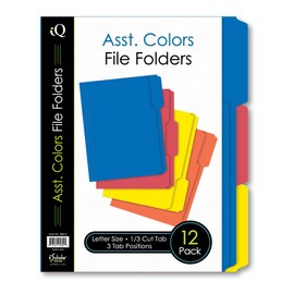 iScholar Assorted Color File Folders, Letter Size, 12 Pack (38212)