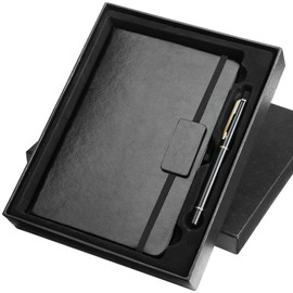 Kesote A5 Cuaderno de Rayas Clásico con un Caja dura Negra y una Pluma Libreta pasta dura negra Libreta ejecutiva, Regalo 21 x 14.8 cm