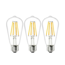 DC 12V ST64 LED Light Bulb 2700k 6W Warm White LED Edison Filament E26 Screw Base Lamp DC Low Voltage RV Marine Boat Classic Industrial Prop Retro Landscape Industrial Lighting Non-dimmable 3-Pack …