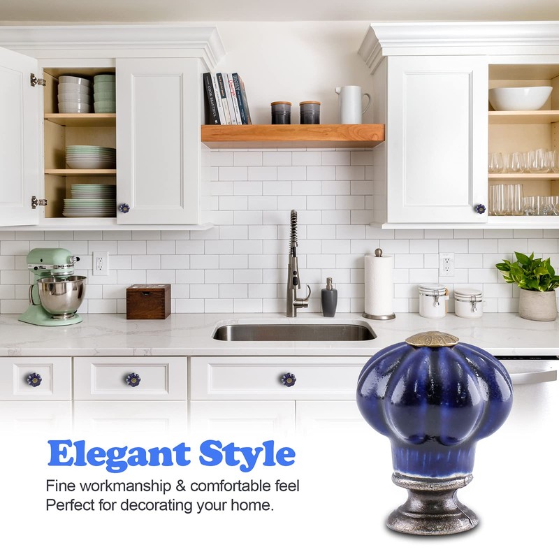 Jiozermi 10 Pack Pumpkin Drawer Knobs, Ceramic Cabinet Door Knobs