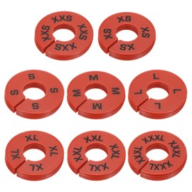 PATIKIL Clothes Dividers for Hanging Clothes, 40 Pack 8 Sizes Round Pre-written Clothing Rack Dividers Size Mark Label Sorting Separator for Closet, Red