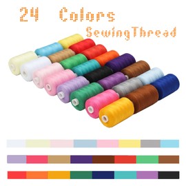Simthread All Purpose Sewing Thread, 24 Spool 1000 Yards Polyester Thread for Sewing, Handy Polyester Sewing Threads for Sewing Machine - 24 Colors