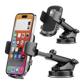 Sandfren Car Phone Holder, Strong Suction Cup Vehicle Dashboard Smartphones Mount, Stable Silicone Clamp Extendable Automotive Cellphone Holder Accessories, Universal for SUV, Sedan, Truck