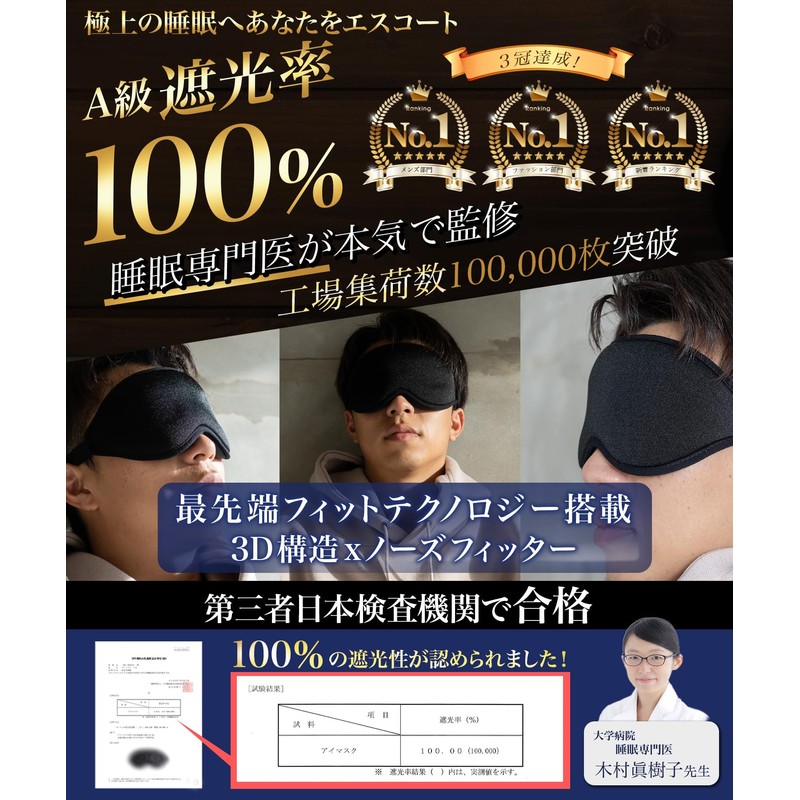 Flos Eye Mask, Developed with Sleeping Specialists, 100% Shading Rate,