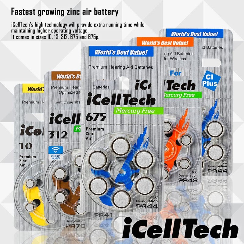 iCellTech Size 13 Hearing Aid Batteries (6 batteries)