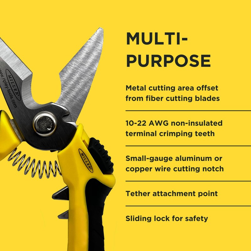Miller Multi-Purpose KS-3 Angle-Head Fiber Optic Kevlar Scissors, Crimper, and