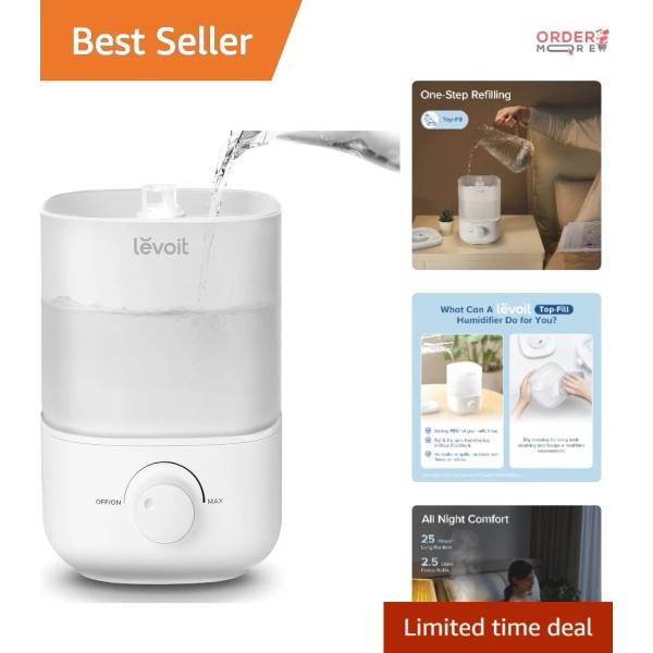 Unbranded Top Fill Humidifier BPA-Free 2.5L Quiet 25H for Home