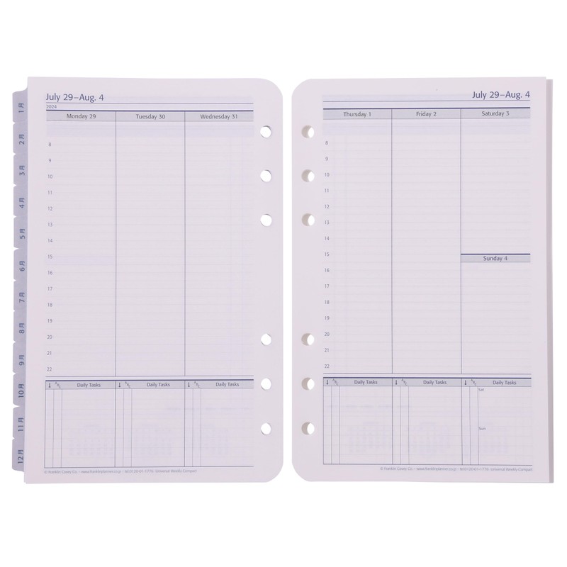Franklin Planner 86189 Universal Weekly Refill, 12 Month Edition, Begins