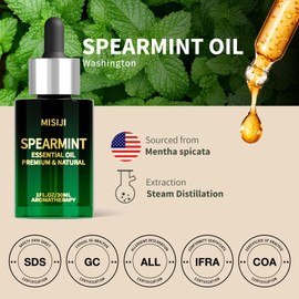 Essential Oils-Spearmint Essential Oils for Diffuser Humidifiers for Home,Diffuser Oils Scents for Laundry,Aromatherapy,Candle&Soap Making 1 FL.OZ