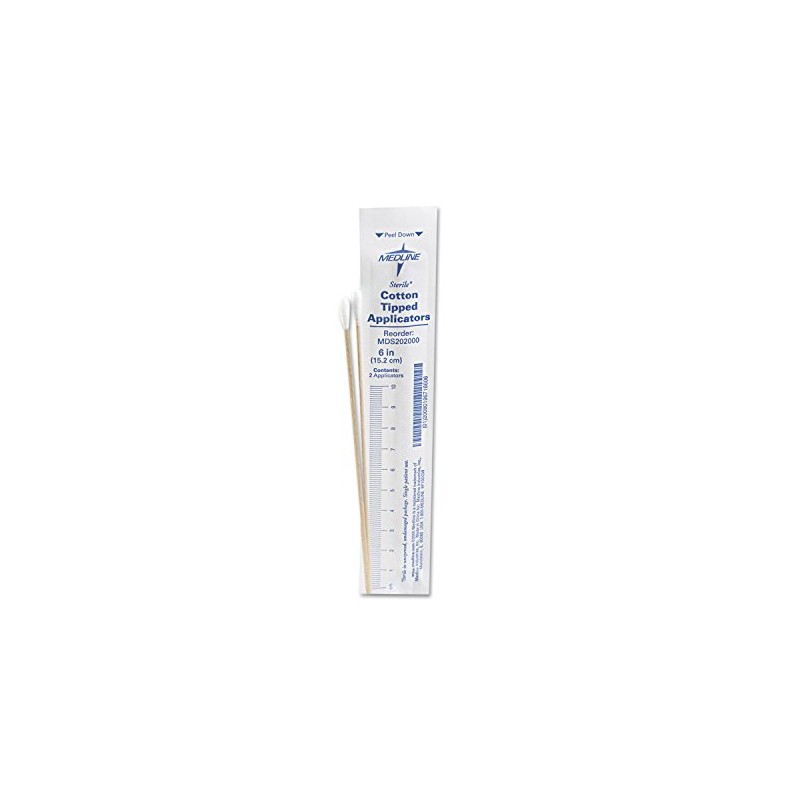 Medline MDS202000 Sterile Cotton-Tipped Applicators White Pack of 200