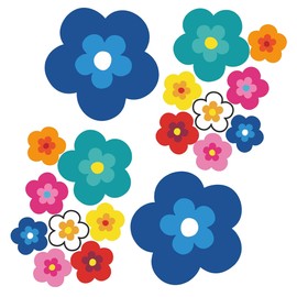 tradercat pril Flower Sticker, Car Sticker, Flowers, 18 Pieces as a Set, Retro Sticker for Any Smooth Surface, Ideal for Your Car, Prilblumen Sticker (Blue)