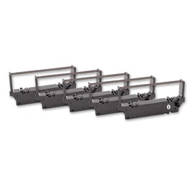 vhbw 5 x Ink Ribbon Label Tape Compatible with Star Micronics MD-712, MD712, MD-742, SP700, MD742, SP-700 Dot Matrix Printer, Receipt Printer - Black