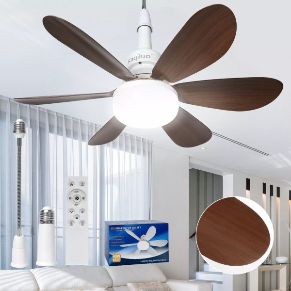 Unbranded Socket Fan Light with Remote, 20.5’’ Screw in Ceiling